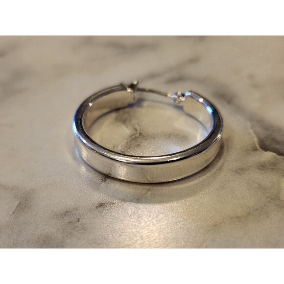 Dana Buchman Silver-Tone Hoop Earrings With Secure Latch Closure - Picture 4 of 6